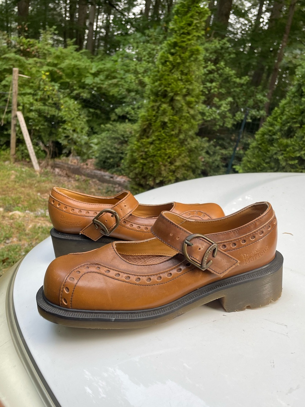 Dr Marten England Vintage Brogue Leather Mary Jane Clog Shoes Size 8 Woman’s (6)